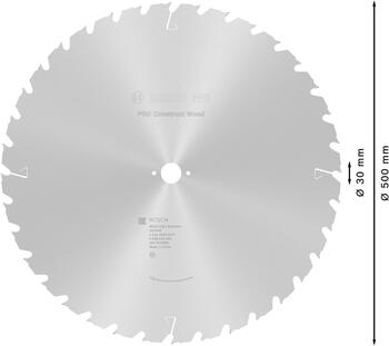 Ripzāģa disks 500x30 mm Construct wood top, Galda zāģiem PRO CONSTRUCT WOOD RIPZĀĢA ASMENS, 2608640695, BOSCH (2608640695)