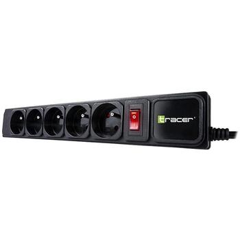 Tracer Удлинитель TRALIS46844, 3м, 5 розеток, 2300Вт, 220В, механический выключатель, защита от перенапряжения (TRALIS46844)