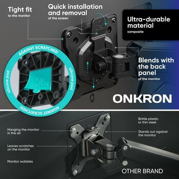 Onkron крепление для монитора, G280-B, 13-32 дюйма, 1-8 кг (x3), VESA 75x75, 100x100 мм, наклон -45° до +90°, поворот 180°, черный (G280-B)