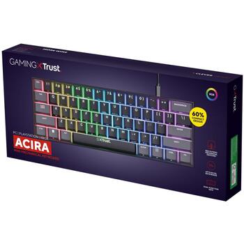 Trust Клавиатура GXT 867 ACIRA 60% 1.8 м USB Механическая QWERTY 61 клавиша RGB подсветка, черная (24882)