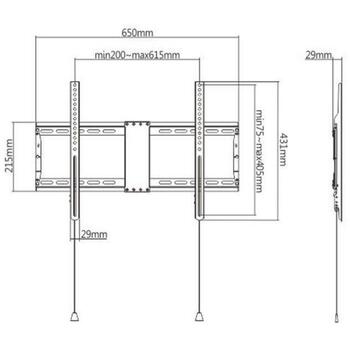 Gembird televizora stiprinājums WM-80F-01, atbalsta 37-80 collu, maksimālā slodze 70 kg, VESA 200 x 200 līdz 600 x 400 mm, melns (WM-80F-01)