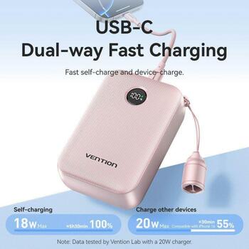 Vention Power Bank FKBP0-C 20000mAh 22.5W, 2 USB Type-C порта, 1 USB Type-A порт, розовый (FKBP0-C)