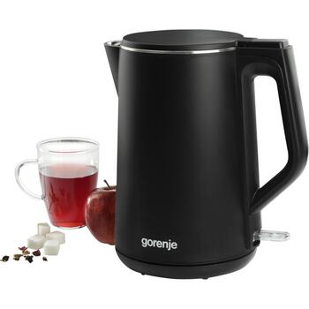 Gorenje Чайник K15DWBK, 2200 W, 1.5 L, нержавеющая сталь, 360° вращающаяся база, черный (K15DWBK)