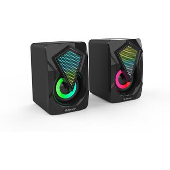 Denver Игровые колонки 123040000000, 2 x 3W RMS, RGB подсветка, USB подключение, 3,5mm аудио разъем (123040000000)