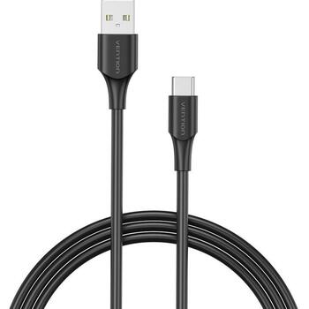 Vention USB 2.0 A Male uz C Male 3A kabelis 2M melns CTHBH, 2m, 3A, 0.48Gbit/s, PVC, Ni pārklājums (CTHBH)