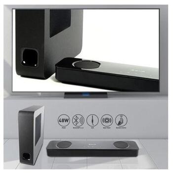 Tellur Hypnos TLL161141 Bluetooth саундбар 2.1, 48 Вт, 65Гц-20кГц, BT 4.2, 10м, пульт ДУ, черный (TLL161141)