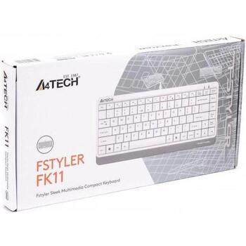 A4Tech Клавиатура FStyler FK11 A4TKLA47119, 1.5m, USB, мембранная, белая, 12 мультимедийных клавиш (A4TKLA47119)