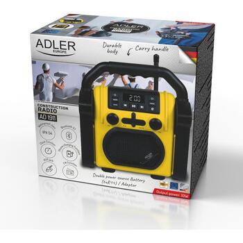 Adler Строительное радио с Bluetooth AD 1911, FM, AUX, 1 x 10W встроенный динамик, Bluetooth 5.1 (AD 1911)