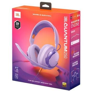 JBL Quantum 250 Wireless Purple JBLQTUM250PUR, беспроводная гарнитура, 50mm, 32Ω, 20-20000Hz, 100dB, 1.5m кабель, для игр (JBLQTUM250PUR)
