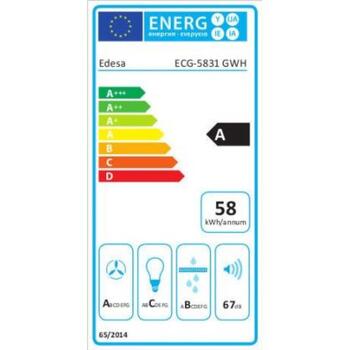 Edesa Вытяжка ECG-5831 GWH 932271898, 820 м³/ч, 3 скорости, 65 дБ, 2 лампы, 7 Вт, Алюминий, А, Да (932271898)