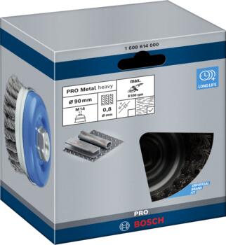 Stiepļu suka D 80 mm stieples d 0,8 mm, Lielām leņķa slīpmašīnām ar fiksācijas uzgriezni PRO METAL HEAVY STIEPĻU SUKA, 1608614000, BOSCH (1608614000)