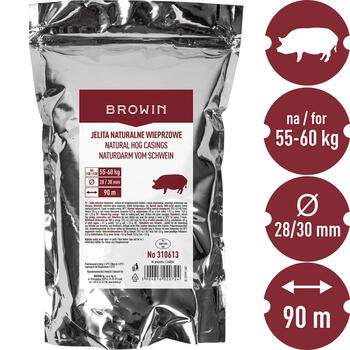 Browin Натуральные свиные кишки 310613, 28/30мм, 90м, оболочки для колбас, для копчения, сушки (310613)