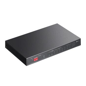TP-Link TL-SG1210PP гигабитный настольный коммутатор 6× PoE+ 2× PoE++ 9× RJ45 1× combo SFP RJ45 fanless 20 Gbps бюджет PoE 123 W Черный (TL-SG1210PP)