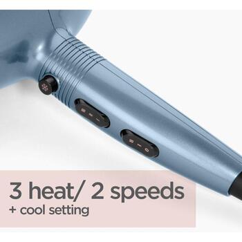 BaByliss Denim Luxe D251PE фен для волос, 2200 Вт, двигатель постоянного тока, ионизация, керамика, 2 скорости, 3 температуры (D251PE)