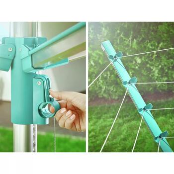 LEIFHEIT Linomatic 500 Easy 1085286, вращающаяся сушилка, 50м веревки, Easy-Lift, нержавеющая, UV-стойкая (1085286)