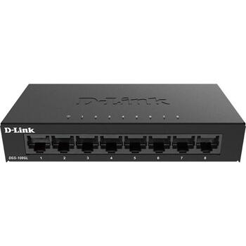 D-Link коммутатор DGS-108GL/E, 8x 10/100/1000 Mbps, 16 Гбит/с, 4K MAC, неуправляемый, настольный, QoS, IGMP, EEE (DGS-108GL/E)