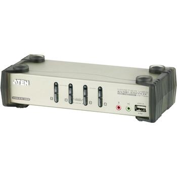 Aten KVM komutators CS1734B-AT-G, 4 x KVM / audio / USB, OSD, 1 lokālais lietotājs, 2-portu USB 2.0 centrmezgls (CS1734B-AT-G)