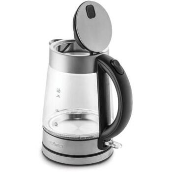 Zelmer Чайник ZCK8013 71507063P, 2200 W, 1.7 л, нержавеющая сталь/черный, скрытый нагревательный элемент, LED подсветка (71507063P)