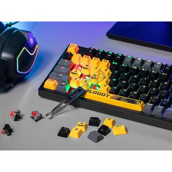 A4Tech Клавиатура A4TKLA47389, USB, Черный, Пестрый, Механическая, Линейная, RGB, Anti-Ghosting, Мультимедийные клавиши (A4TKLA47389)