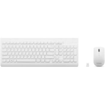 Lenovo Беспроводная клавиатура и мышь 510 GX30W75336, 2.4 GHz, 3 кнопки, водоотталкивающая, белая (GX30W75336)
