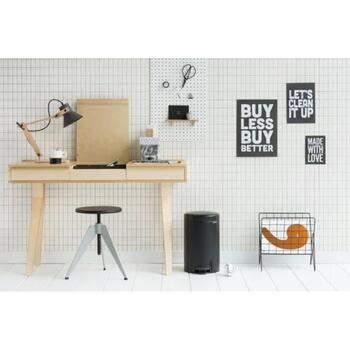 Brabantia NewIcon 113741 atkritumu tvertne ar pedāli, 12 l, 25,1 cm, klusa vāka aizvēršanās, izņemams grozs (113741)