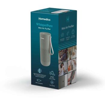 Homedics Очиститель воздуха AP-P59GN-WW, 17.5x8x7см, 17.5-34.0дБ, HEPA угольный фильтр, 3 скорости, USB-C, 8ч работы (AP-P59GN-WW)