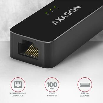 Axagon Сетевой адаптер ADE-XR 10/100Mbit, USB 2.0, Ethernet, 1 RJ-45 порт, Realtek RTL8152, черный (ADE-XR)