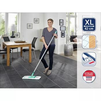Leifheit Profi XL micro duo щетка для пола 1055048, 42см, стальная ручка 140см, микрофибра, система Click (1055048)