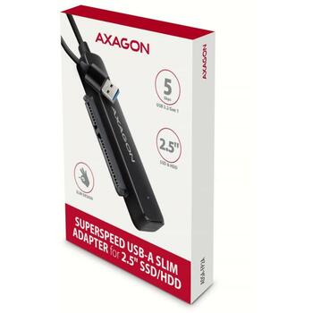 Axagon SSD адаптер ADSA-FP2A, USB-A 5Gbps, SATA 6G, 0.2m силовой кабель, UASP, TRIM, S.M.A.R.T., BOOT, Auto Spindown (ADSA-FP2A)