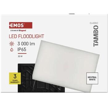 Emos LED прожектор TAMBO ZS2532, 30 W, 3000 lm, IP65, черный, 100 lm/W, алюминиевый корпус, IK08 (ZS2532)