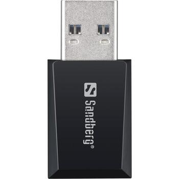 Sandberg Mini WiFi Dongle 134-41, 1300Mbit/s, USB 3.0, MU-MIMO, Beamforming, двухдиапазонный, 400Mbps 2.4GHz, 867Mbps 5GHz (134-41)