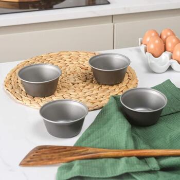 Salter Форма для выпечки BW14468, 4 шт., 9см, углеродная сталь, серый, антипригарное, можно мыть в посудомоечной машине (BW14468)