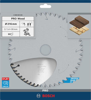 Stacionārā ripzāģa disks 216x30x60, kokam, Paneļzāģiem PRO WOOD RIPZĀĢA ASMENS, 2608640433, BOSCH (2608640433)