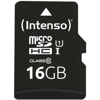 Intenso карта памяти micro SDHC 3423470 16 ГБ, скорость чтения 90 МБ/с, UHS-I, класс 10, адаптер в комплекте (3423470)