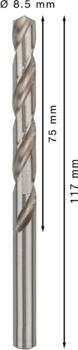 HSS-G urbji metālam 8,5mm, 5gab., Urbjmašīnām/skrūvgriežiem PRO METAL HSS-G STANDARTA SPIRĀLVEIDA URBJA GARUMS, 2608595073, BOSCH (2608595073)