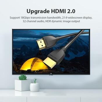Vention HDMI кабель AAIBD 0.5M, 18 Гбит/с, 4.5 мм диаметр, 3D, 4K, черный, 2 x HDMI A мужские разъемы (AAIBD)