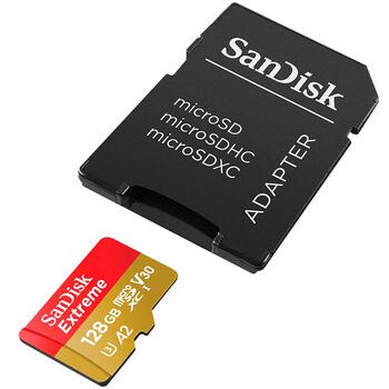 Карта памяти microSDXC Extreme 128GB для экшн-камер и дронов с SD адаптером до 190MB/s A2 Class 10 V30 UHS-I U3 SDSQXAA-128G-GN6AA SanDisk (SDSQXAA-128G-GN6AA)
