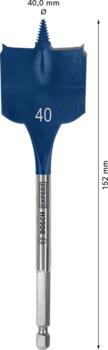 Spalvurbis ar centrējošo smaili, 40x152 mm, Urbjmašīnām/skrūvgriežiem, triecienurbjmašīnām/triecienskrūvgriežiem EXPERT SELF CUT SPEED LĀPSTVEIDA URBIS, 2608900330, BOSCH (2608900330)