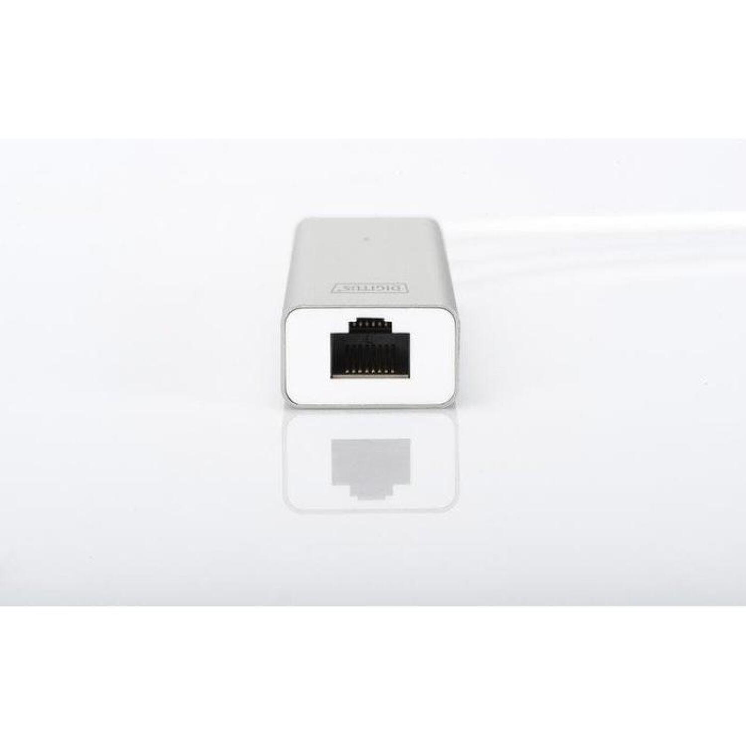 Digitus USB концентратор DA-70250-1, 3x USB 3.0 A, 1x RJ-45 10/100/1000 Mbps, 1x USB A, IEEE 802.3, WOL, Auto MDIX, белый (DA-70250-1)