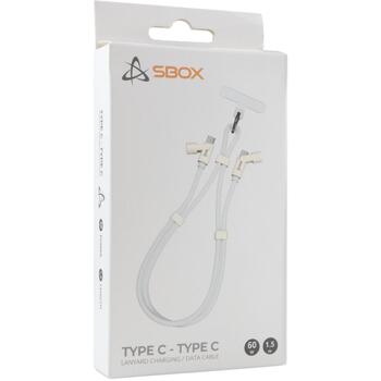 Sbox LANYARD WHITE USB кабель TYPE-C LANYARD WHITE, 1.5m, 60W, поддержка PD, USB 2.0 (TYPE-C LANYARD WHITE)