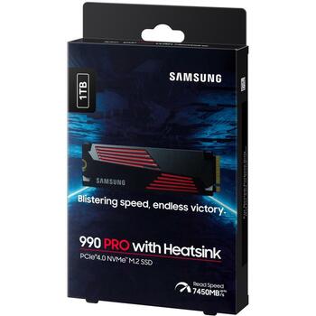 Samsung SSD M.2 MZ-V9P1T0CW 1TB, скорость чтения 7450 MB/s, скорость записи 6900 MB/s, PCIe 4.0, V-NAND MLC, с радиатором (MZ-V9P1T0CW)