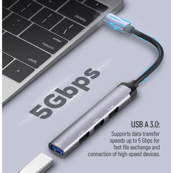 Colorway dokstacija CW-HUB04, 3xUSB 2.0, 1xUSB A 3.0, OTG atbalsts, alumīnija sakausējuma korpuss (CW-HUB04)