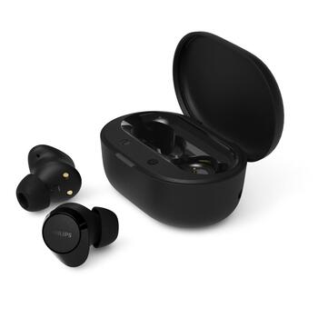 PHILIPS in-ear true bezvadu austiņas ar portatīvo uzlādes ietvaru, melnas (TAT1300BK/00)