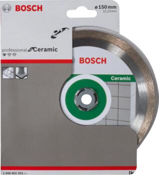Dim. griešanas ripa FPE 150x22.23 mm, Lielām leņķa slīpmašīnām ar fiksācijas uzgriezni DIMANTA GRIEZĒJDISKS STANDARD FOR CERAMIC, 2608602203 BOSCH (2608602203)
