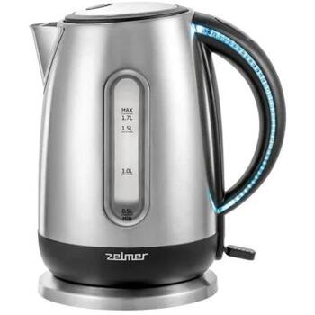 Zelmer Чайник ZCK7950 71507020P, 2000 W, 1.7 л, Скрытый нагревательный элемент, нержавеющая сталь, 360° поворот, LED подсветка (71507020P)