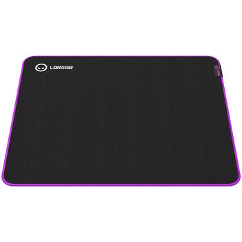 Spēļu peļu paliktnis 500×420×3 mm High Speed virsma anti slīdoša gumijas pamatne dubultšūtas malas Main 315 LRG GMP315 Melns violets Lorgar (LRG-GMP315)