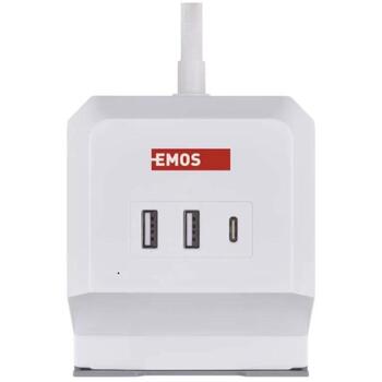 Emos Удлинитель МОДЕЛЬ P0222CQ, 2м, 2×2P+PE, 3 680W, 2×USB-A, 1×USB-C, Qi, защита от детей (P0222CQ)