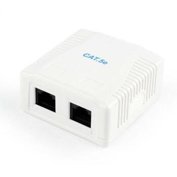 Gembird Сетевой 2-портовый настенный монтажный короб NCAC-2U5E-01, 2 RJ45, белый, 60 x 60 x 30 мм (NCAC-2U5E-01)