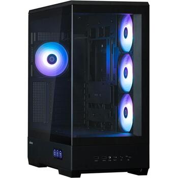 Zalman P50 DS, корпус ATX Mid Tower для ПК, 4x120mm ARGB вентилятора, черный, панорамное стекло, дисплей (P50 DS BLACK)