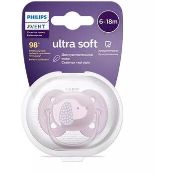 Philips Avent Ultra soft DECO пустышка SCF092/05, 6-18M, 1 шт., для девочек, ортодонтическая, силикон (SCF092/05)